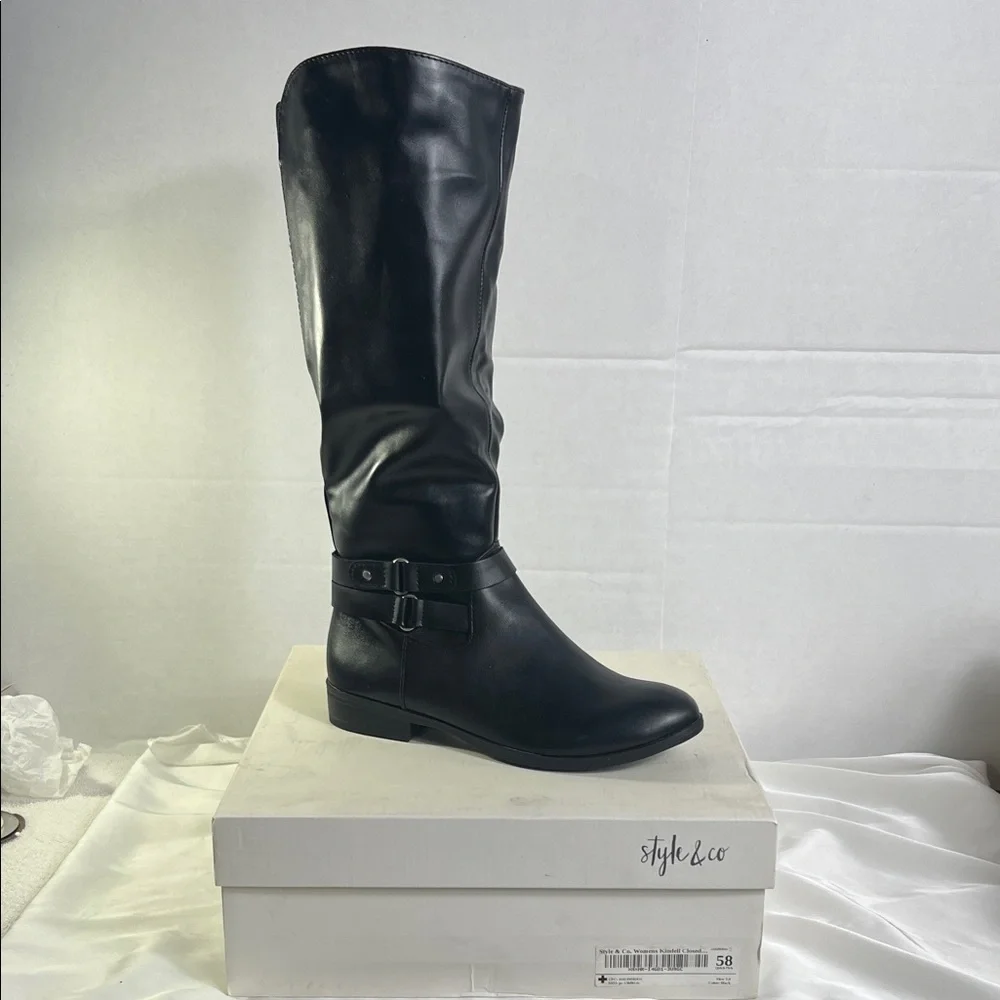 Style & Co. Sleek Black Kindellp Women’s Riding Boots Size 5 New in Box